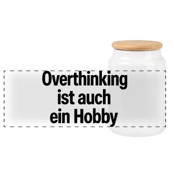 Overthinking ist auch ein Hobby - Panorama Keksdose mit Holzdeckel - Weiß - Vorne