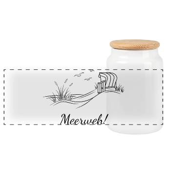Meerweh! - Panorama Keksdose mit Holzdeckel - Weiß - Vorne