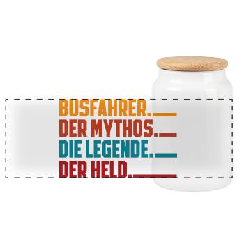 Busfahrer Mythos Legende Held - Panorama Keksdose mit Holzdeckel - Weiß - Vorne