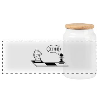 Och Nö Schach Schachbrett lustige Schachfiguren - Panorama Keksdose mit Holzdeckel - Weiß - Vorne