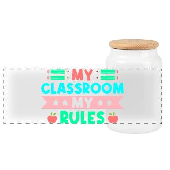 Enseignante de maternelle Classe Mes règles Maternelle - Boîte à biscuits avec couvercle en bois - blanc - Devant