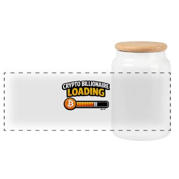 Crypto Billionaire Loading - Panoramic Cookie Jar with Wooden Lid - white - Front