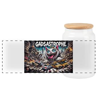 Gadsastrophe Quer - Panorama Keksdose mit Holzdeckel - Weiß - Vorne
