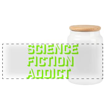 Science Fiction Addict Sci Fi Lover Quote Text - Panoramic Cookie Jar with Wooden Lid - white - Front