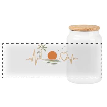 T-shirt Battement De Cœur Plage Soleil - Boîte à biscuits avec couvercle en bois - blanc - Devant