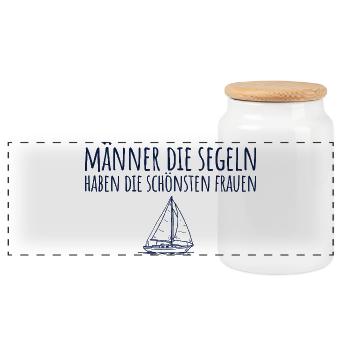 Männer die Segeln haben die schönsten Frauen - Panorama Keksdose mit Holzdeckel - Weiß - Vorne