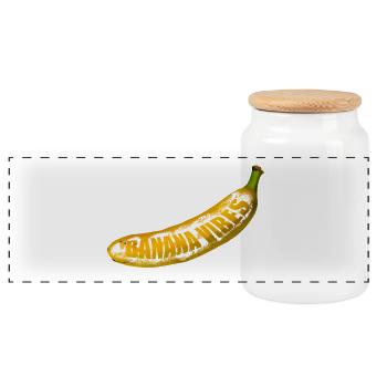 Gelbe Banana Pop Art - Panorama Keksdose mit Holzdeckel - Weiß - Vorne