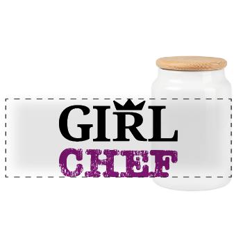 Girl Chef - Statement Design & Typografie - Panorama Keksdose mit Holzdeckel - Weiß - Vorne