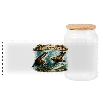 Lions of the Sea – Vintage Sea Lion Wildlife - Panorama Keksdose mit Holzdeckel - Weiß - Vorne