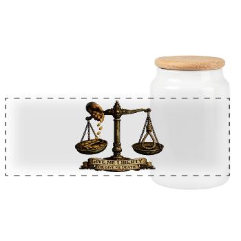 Give Me Liberty or Give Me Death – Freedom  - Panorama Keksdose mit Holzdeckel - Weiß - Vorne