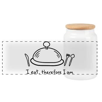 I eat, therefore I am - Panorama Keksdose mit Holzdeckel - Weiß - Vorne