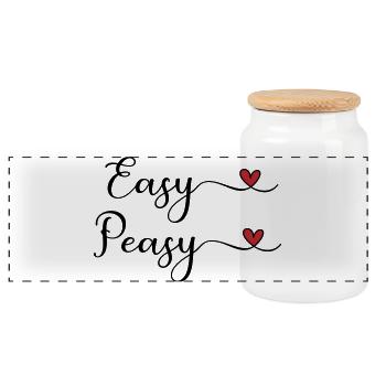 Easy Peasy Heart - Panoramic Cookie Jar with Wooden Lid - white - Front