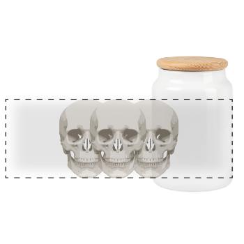 neoclassical Skulls - Panoramic Cookie Jar with Wooden Lid - white - Front