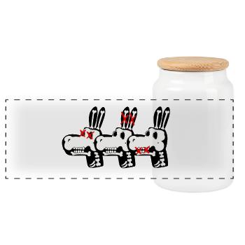 Ânes aux Trois Os - Boîte à biscuits avec couvercle en bois - blanc - Devant