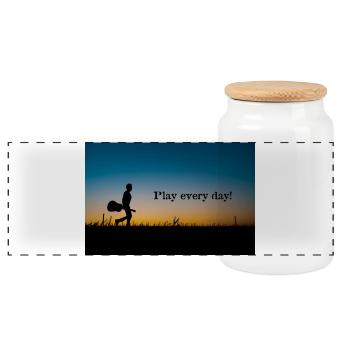Play every day Evening light - Panoramic Cookie Jar with Wooden Lid - white - Front