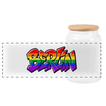Berlin Pride - Panorama Keksdose mit Holzdeckel - Weiß - Vorne