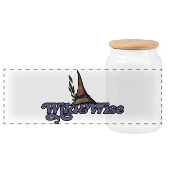 Wild & Wise Witch Hat Logo - Panoramic Cookie Jar with Wooden Lid - white - Front