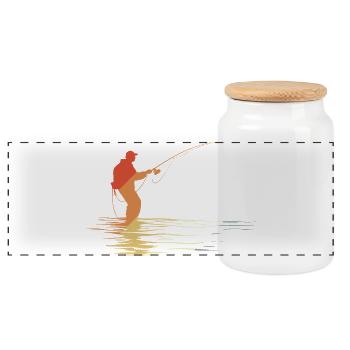 Fischer Sketch Retro Style - Panoramic Cookie Jar with Wooden Lid - white - Front