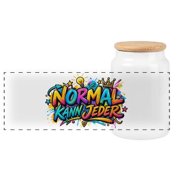 Normal kann jeder Graffiti - Panorama Keksdose mit Holzdeckel - Weiß - Vorne