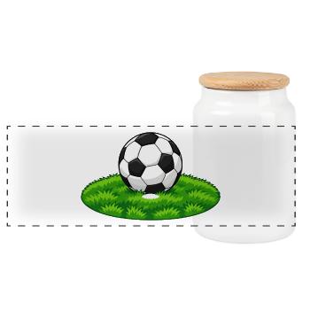 Fußball-Strafpunkt - Panorama Keksdose mit Holzdeckel - Weiß - Vorne