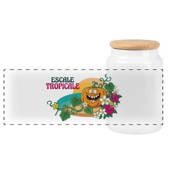 Paradise Tropical Pumpkin Exotische Blumen - Panorama Keksdose mit Holzdeckel - Weiß - Vorne