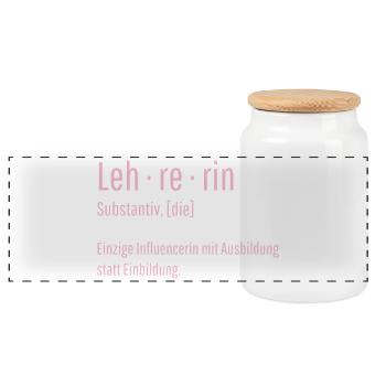 Lehrerin Substantiv Influencerin Schule Geschenk - Panorama Keksdose mit Holzdeckel - Weiß - Vorne