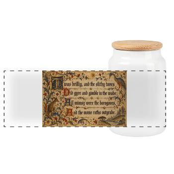 Mittelalterlicher Illumined Jabberwocky - Panorama Keksdose mit Holzdeckel - Weiß - Vorne