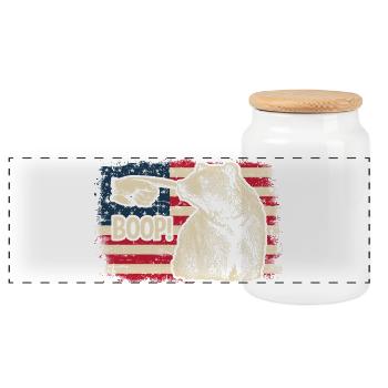 Funny Bear Boop The Snoot American Flag Patriotic - Panorama Keksdose mit Holzdeckel - Weiß - Vorne