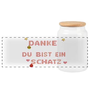 du bist ein Schatz - Panorama Keksdose mit Holzdeckel - Weiß - Vorne