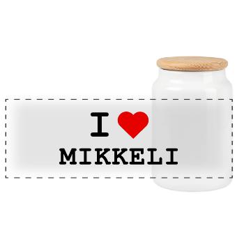 Ich liebe Mikkeli - I love Mikkeli - Panorama Keksdose mit Holzdeckel - Weiß - Vorne