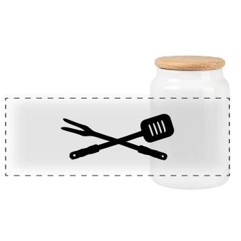 Barbecue - Panoramic Cookie Jar with Wooden Lid - white - Front