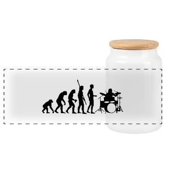 evolution_drummer_b_1c - Boîte à biscuits avec couvercle en bois - blanc - Devant