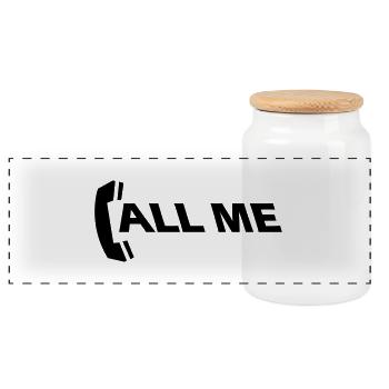 call_me_1c - Panoramic Cookie Jar with Wooden Lid - white - Front