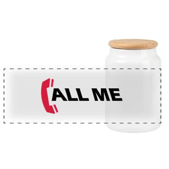 call_me_2c - Panoramic Cookie Jar with Wooden Lid - white - Front