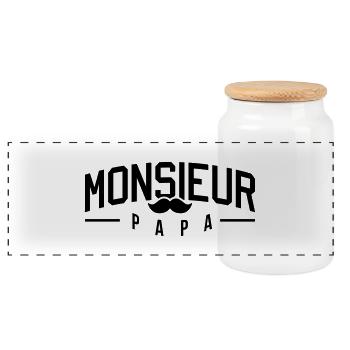 Monsieur-papa - Boîte à biscuits avec couvercle en bois - blanc - Devant