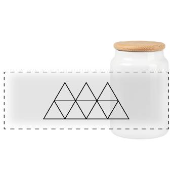 Geometry triangle Outlines AllroundDesigns - Panoramic Cookie Jar with Wooden Lid - white - Front