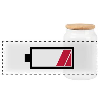 Battery empty - Panoramic Cookie Jar with Wooden Lid - white - Front