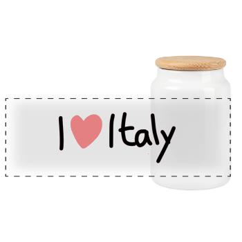 I love Italy - Panorama Keksdose mit Holzdeckel - Weiß - Vorne