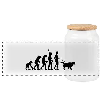 evolution_dog - Panoramic Cookie Jar with Wooden Lid - white - Front