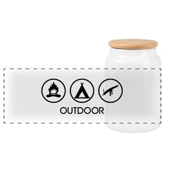 outdoor___f1 - Panoramic Cookie Jar with Wooden Lid - white - Front