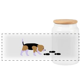 Beagle Mantrailer - Boîte à biscuits avec couvercle en bois - blanc - Devant