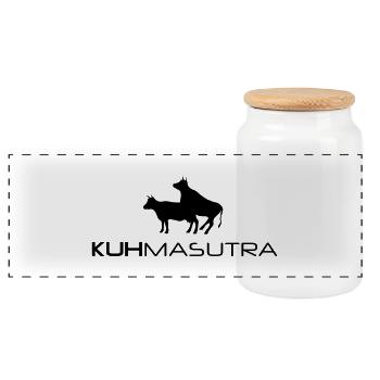 Kuh-masutra Kamasutra Schweiz Kuh - Panorama Keksdose mit Holzdeckel - Weiß - Vorne