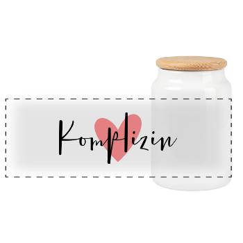 Komplizin rosa Herz Freundin Partnerin - Panorama Keksdose mit Holzdeckel - Weiß - Vorne
