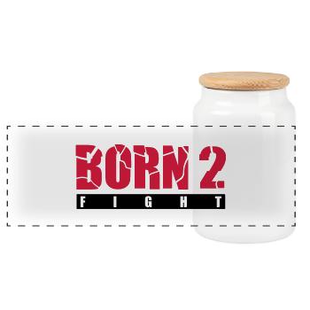 born_2_fight_g2 - Boîte à biscuits avec couvercle en bois - blanc - Devant