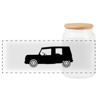 Méhari noire de profil - Boîte à biscuits avec couvercle en bois - blanc - Devant