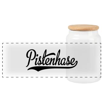 ski - Panoramic Cookie Jar with Wooden Lid - white - Front