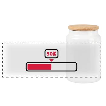 50 % - Panoramic Cookie Jar with Wooden Lid - white - Front
