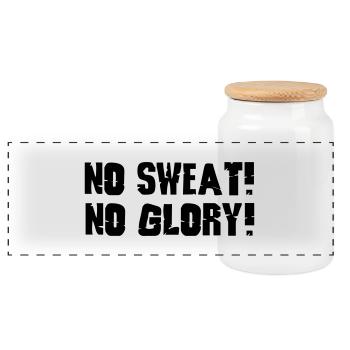 no sweat no glory - Boîte à biscuits avec couvercle en bois - blanc - Devant