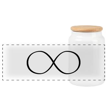 infinity_sign_f1 - Panorama Keksdose mit Holzdeckel - Weiß - Vorne