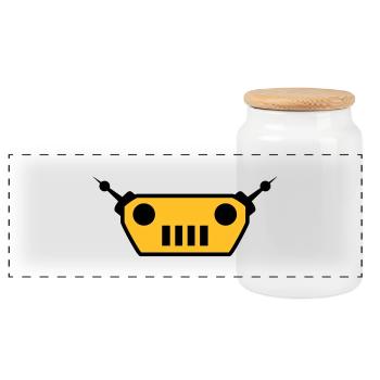 Cool Robot Face Design - Boîte à biscuits avec couvercle en bois - blanc - Devant